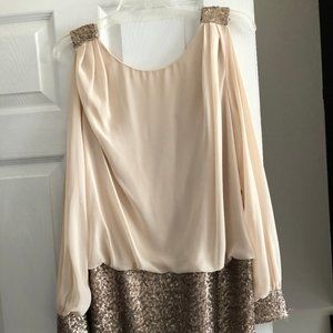 Cache Gold/Sequined Cocktail Dress